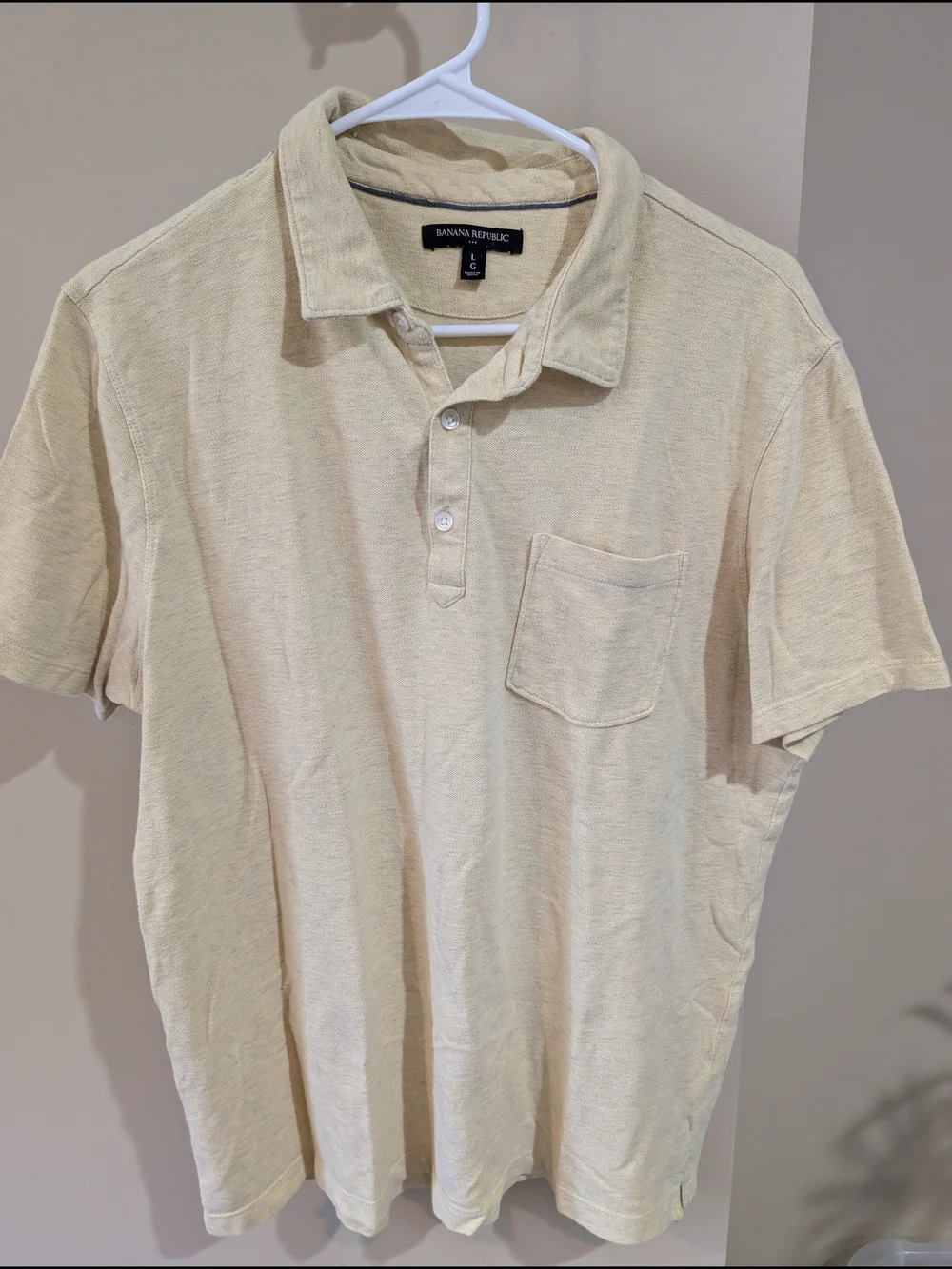 Banana Republic Men’s Light Cream Short-Sleeve Polo
